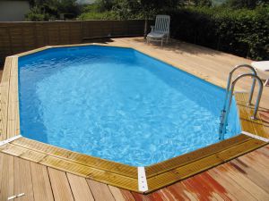 Piscine bois ubbink OCEA 400x610 liner bleu