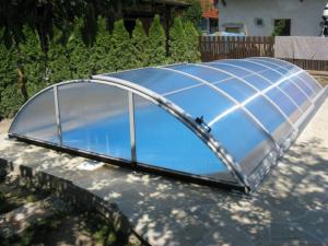 ABRI PISCINE TELESCOPIQUE - ALUKOV - ELEGANT AZURE ALVEOLAIRE  6 x 3m