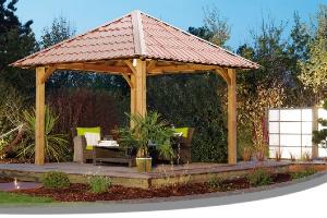 Carbet / Gazebo Durapin - 4 x 4 m - Avec toiture