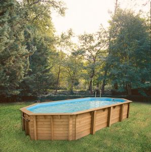 Piscine bois ubbink OCEA 470x860 liner bleu