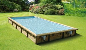 Piscine bois Linea 500/800 liner bleu