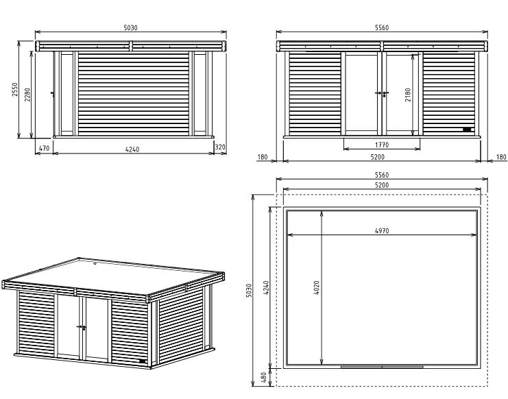 Plan de l'abri de jardin Durapin MONTRESOR